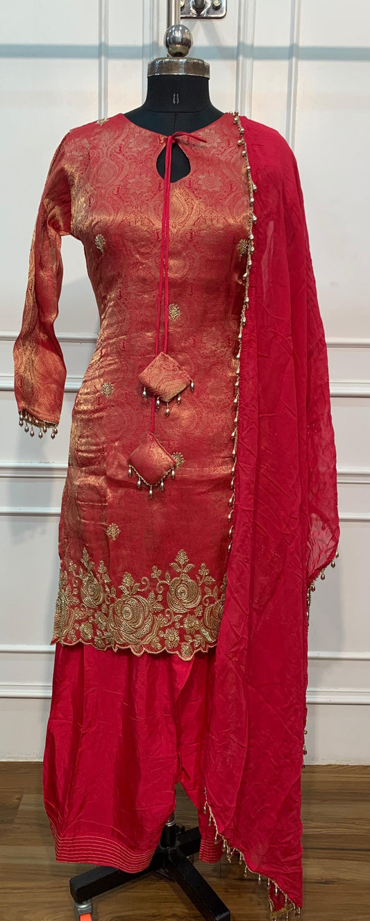 Rose Blush – Premium Benaras Farsi Salwar Suit Set (RT1576)