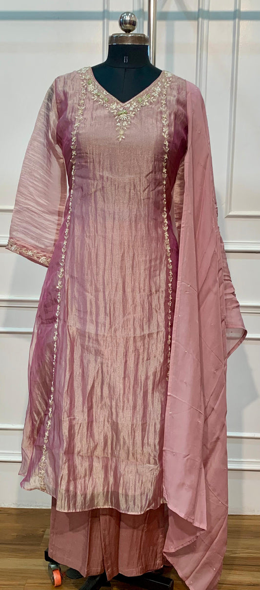 Elegant Mauve Embroidered Salsa A-Line Suit Set (RT1626)