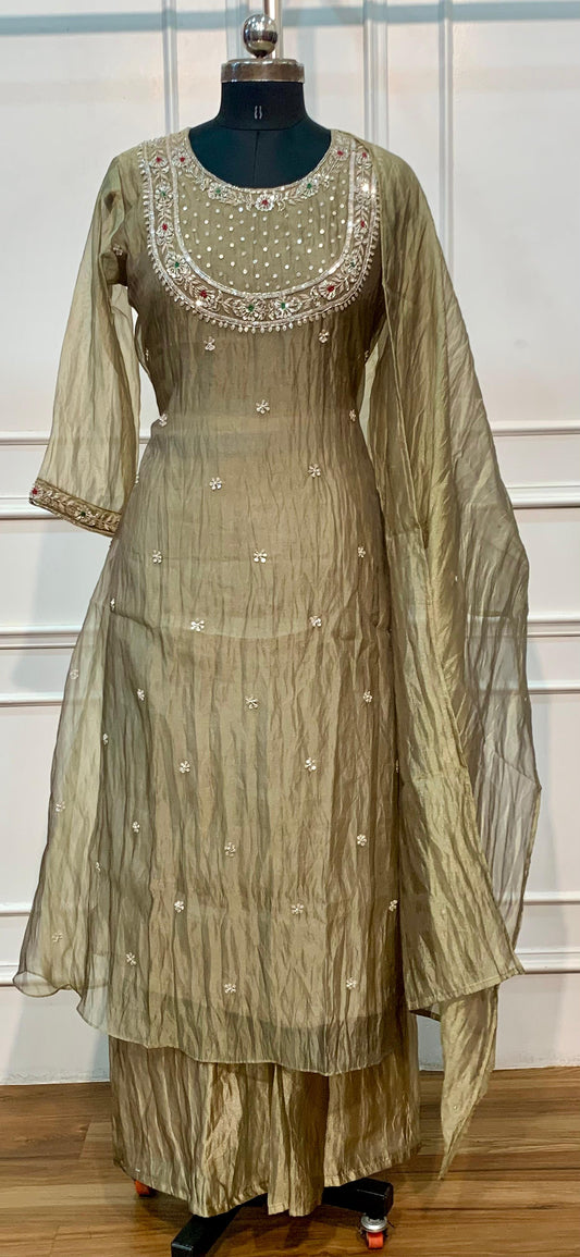 Olive Aura Miraci A-Line 3 Piece Suit Set (RT1624)