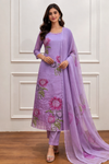 Lavender chinon brush paint design 3pc kurtha set 275