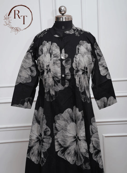 Black Printed Cotton Kurti