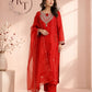 Elegant Orange Dolla Silk Embroidered Kurta 3PC Set  (RT 1007)