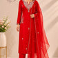 Ruby Red Premium Dolla Silk Ethnic Suit 3PC Set   (RT 1006)