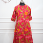 Pink Floral Cotton Long 2pc Kurti set