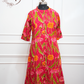 Pink Floral Cotton Long 2pc Kurti set