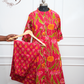 Pink Floral Cotton Long 2pc Kurti set