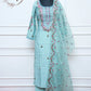 Sky Blue Embroidered Straight Cut 3 Piece Set