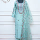 Sky Blue Embroidered Straight Cut 3 Piece Set