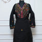 Black Multicolor Embroidered Straight Cut 3 Piece Set