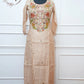 Beige Floral Embroidered Straight Cut 3 Piece Set