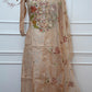 Beige Floral Embroidered Straight Cut 3 Piece Set