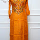 Mustard Orange Embroidered Straight Cut 3 Piece Set