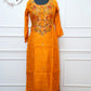 Mustard Orange Embroidered Straight Cut 3 Piece Set