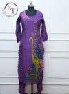 Purple Bird Print Straight Cut 3 Piece Set