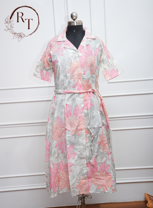 Peach Blossom Cotton Shirt Kurti
