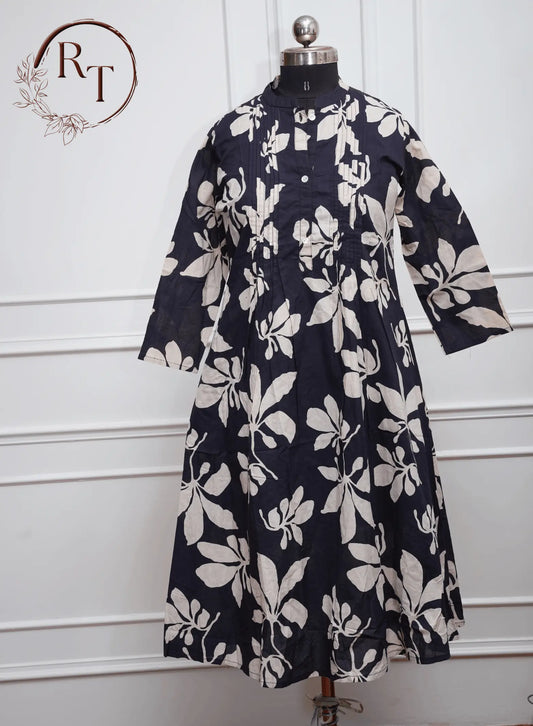 Midnight Bloom Cotton Kurti