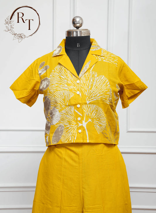 Yellow Cotton Short Kurti
