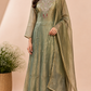 Olive Green Embroidered A-Line Suit Set (RT1346)