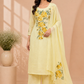 Sunshine Yellow Botanical Print Mull Chanderi A-Line Suit Set with Dupatta (RT1370)