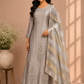 Silver Mist Premium Salsa Embroidered Suit Set (1410)