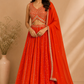 Tangerine Glow Georgette Embroidered Lehenga Set (RT1265)