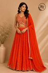Tangerine Glow Georgette Embroidered Lehenga Set (RT1265)
