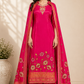 Fuchsia Blossom Butter Crepe Cape Suit Set (RT1214)