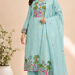 Aqua Blue Tropicana Jamdani Suit Set (RT1054)