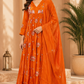 Sunset Bloom Mull Chanderi Anarkali Suit Set (RT1024)