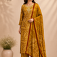 Mustard Gold Paisley Print Butter Crepe Suit Set (RT2025)