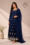 Navy Elegance Chinon Anarkali Set (RT1038)