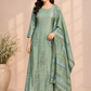 Elegant Sage Mist Floral Salsa A-Line Suit Set (RT1485)