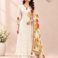 Ivory Floral Grace – A-Line Butter Crepe 3 Piece Suit Set (RT1429)