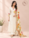 Ivory Floral Grace – A-Line Butter Crepe 3 Piece Suit Set (RT1429)