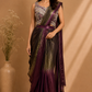 Royal Plum Crush Space Silk Embroidered One Minute Saree (RT1288)