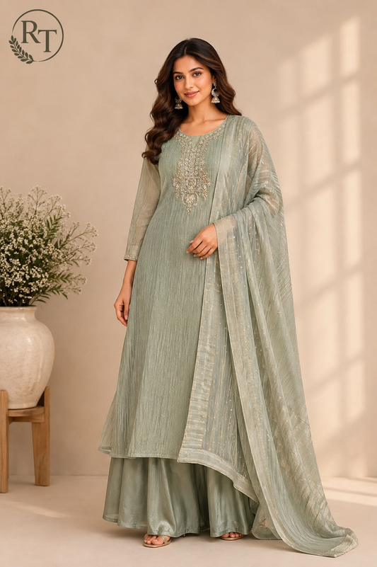 Verdant Grace Premium Salsa A-Line Suit Set (RT1294)