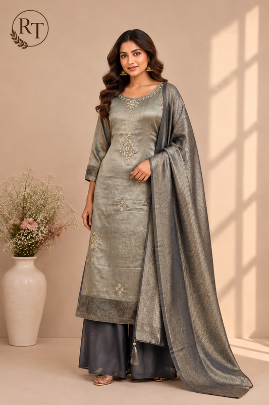 Meadow Mist Embellished Premium Giraff A-Line Suit Set (RT1301)