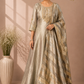 Champagne Sage Embroidered Salsa Kurta Set with Woven Dupatta (RT1311)