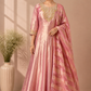 Blush Pink Salsa Silk Embroidered Anarkali Set with Striped Dupatta (RT1312)