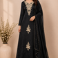 Midnight Black Grace Embroidered Chinon A-Line Kurta Set (RT1321)