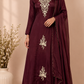 Burgundy Elegance Embroidered Chinon A-Line Kurta Set (RT1320)