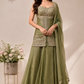Moss Green Salsa Sharara Ensemble with Ornate Bodice (RT1324)