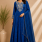 Royal Amethyst Chinon Embroidered Anarkali Suit Set (RT1249)