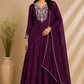Royal Azure Chinon Embroidered Anarkali Suit Set (RT1250)