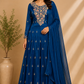 Regal Sapphire Chinon Embroidered Anarkali Suit Set (RT1252)