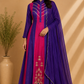 Royal Fuchsia Mull Chanderi Embroidered A-Line Suit Set (RT1255)