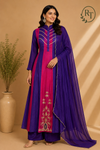 Royal Fuchsia Mull Chanderi Embroidered A-Line Suit Set (RT1255)