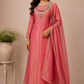 Coral Rose Embellished Premium Salsa Suit Set (RT1343)