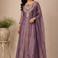 Royal Plum Salsa A-Line Embroidered Suit Set (RT1341)