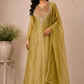 Mustard Bloom Salsa Embroidered A-Line Suit Set (RT1339)